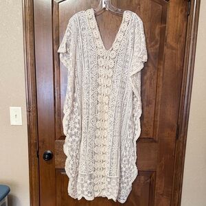 Blue Island Cream Lace Swim Coverup - S/M